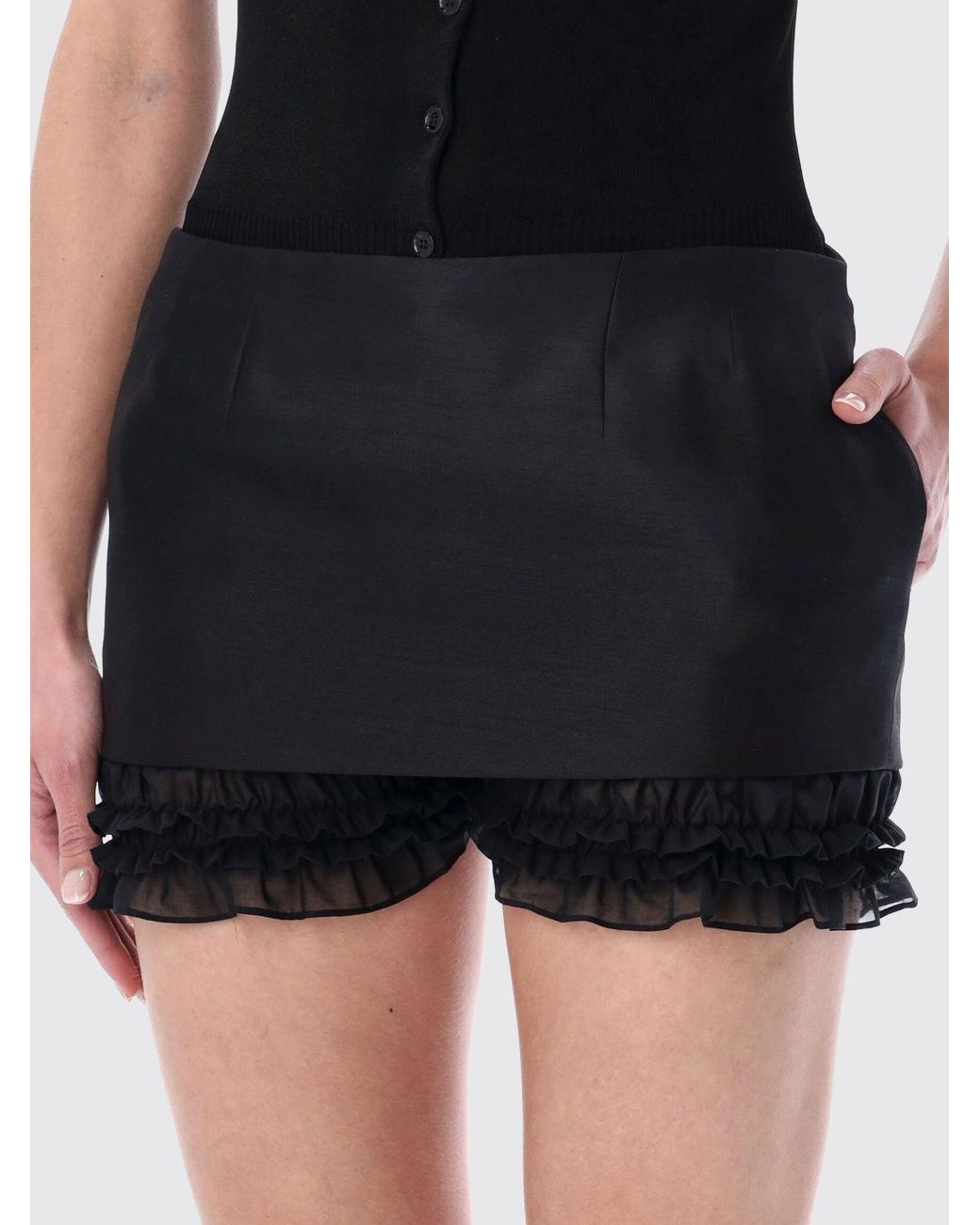 Magda Butrym Black Layered Mini Skirt Shorts