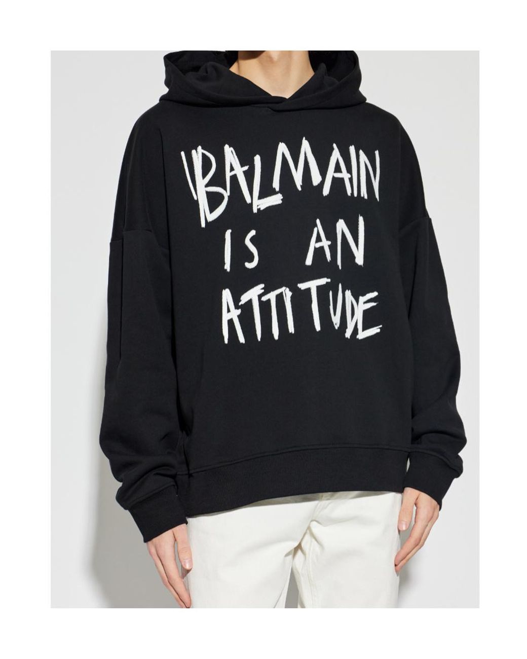 Balmain Black Sweatshirt With Printed Logo for men