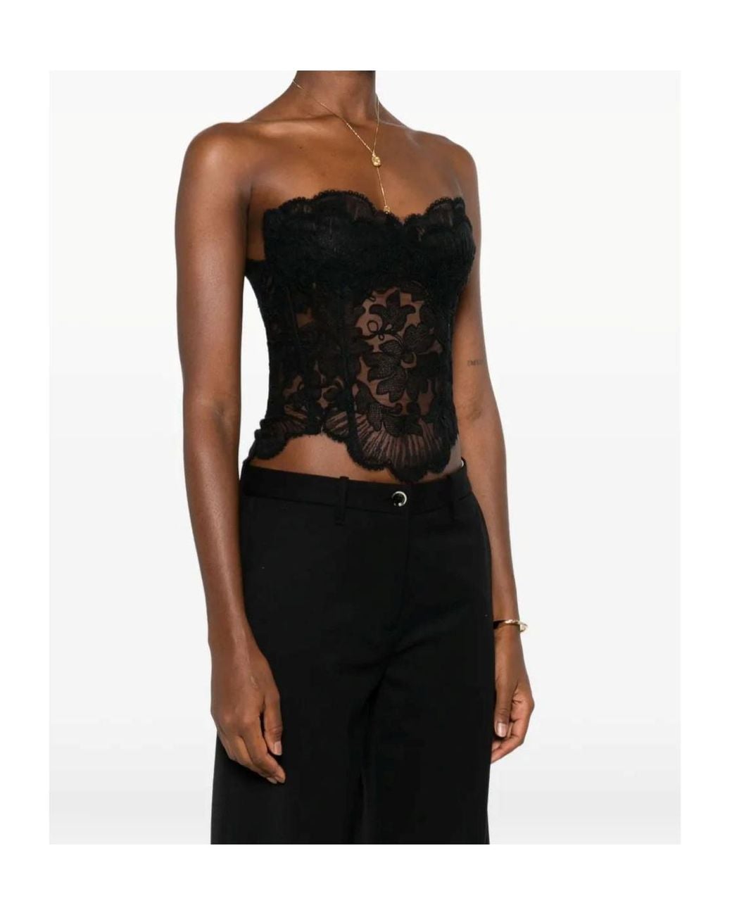 Ermanno Scervino Black Lace Corset Top