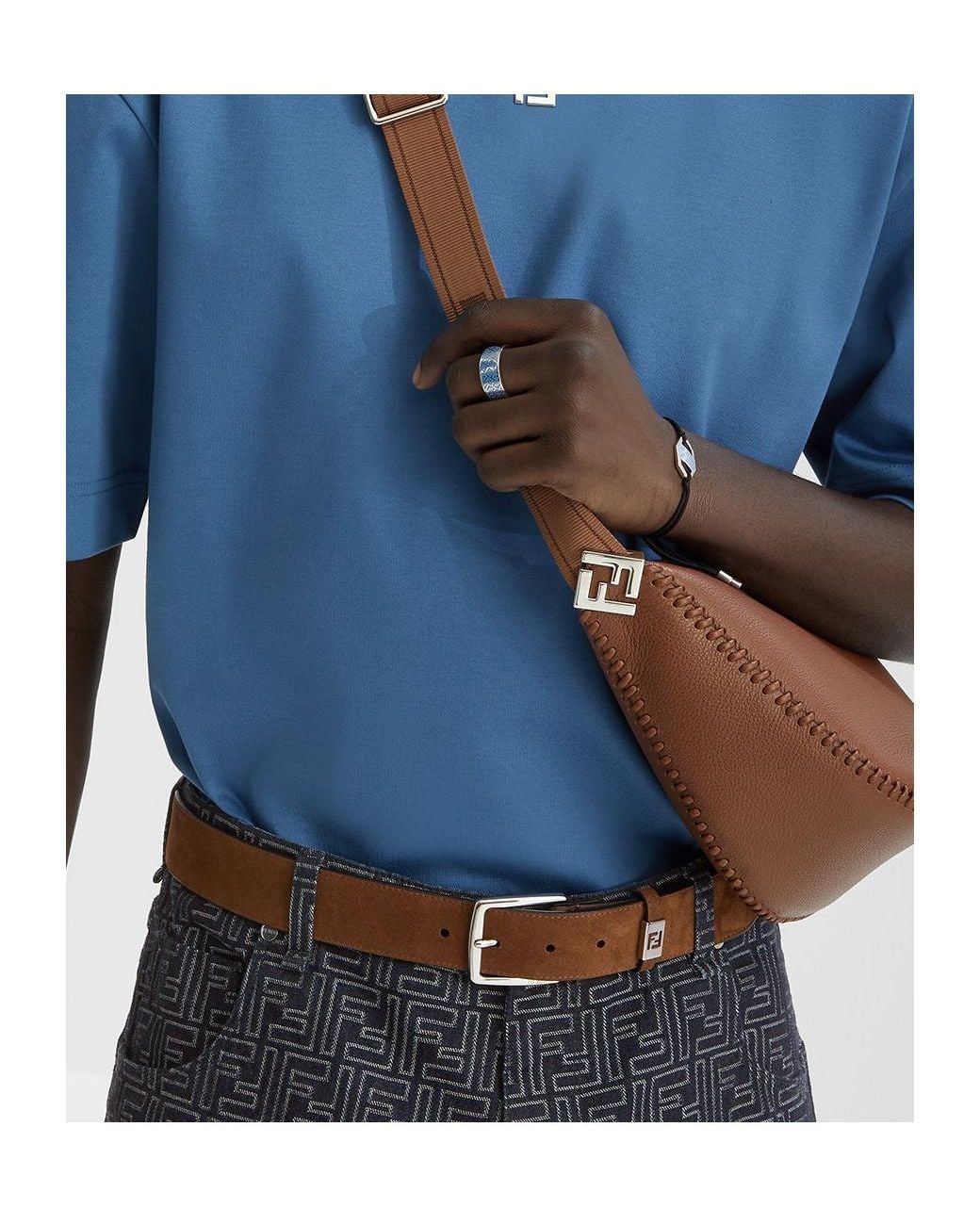 Fendi White Ff Detailed Buckle Belt for men