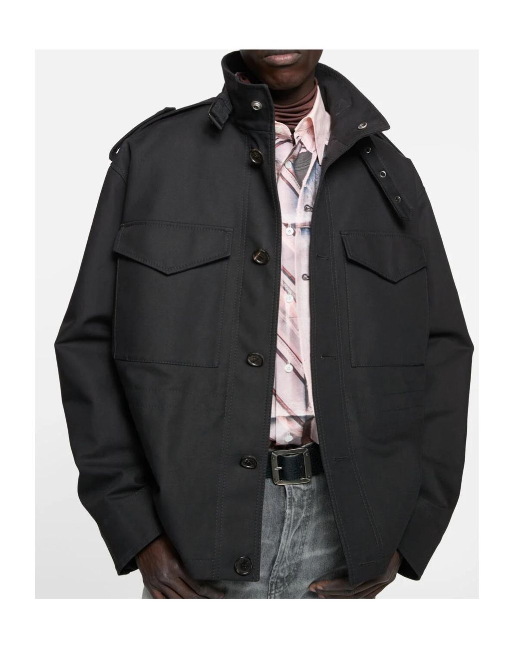 Acne Black Cotton Satin Blouson Jacket for men