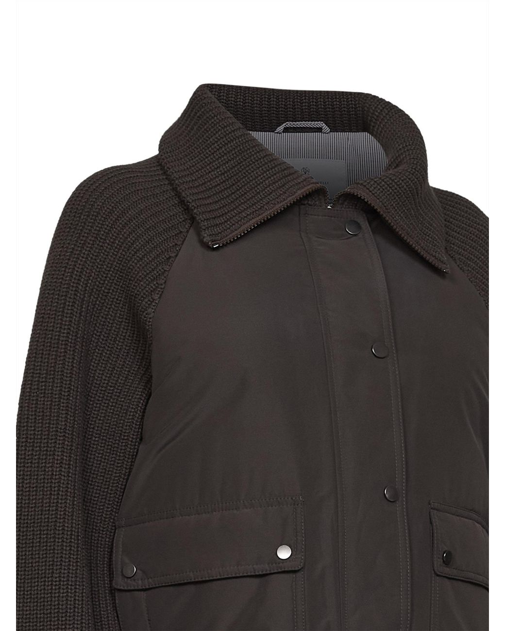 Brunello Cucinelli Black Zipper Knit Down Jacket