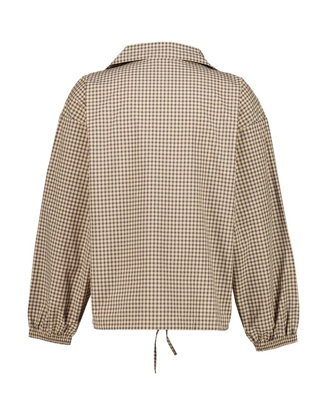 Marni Natural Checked Poplin Shirt With Funnel Neck for men