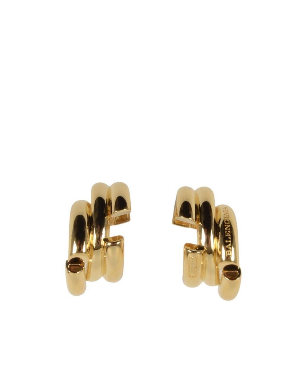 Balenciaga Metallic Logo Engraved Earrings