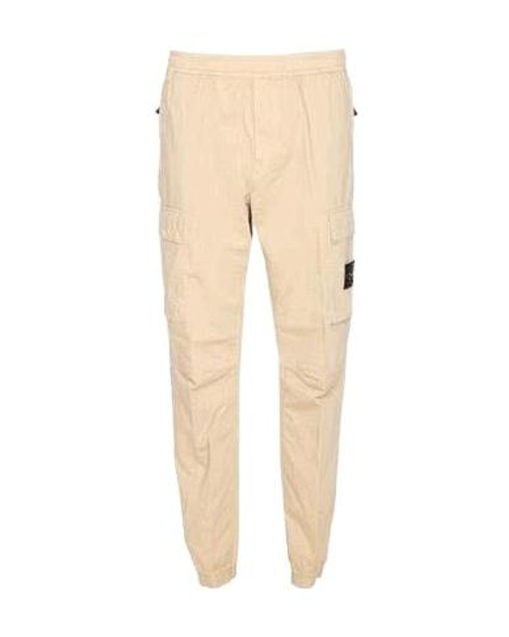 Stone Island Natural Pants With Logo for men