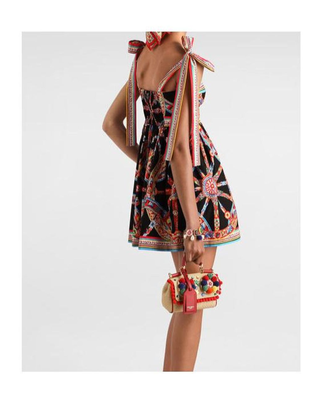 Dolce & Gabbana Red Carretto-Printed Poplin Dress