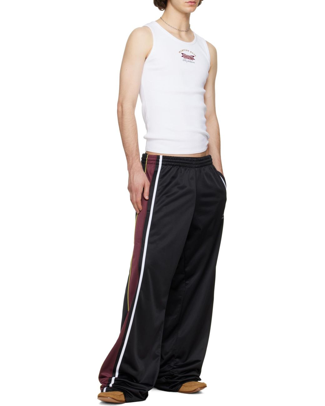 Martine Rose Black Wide Leg Trackpants Stripe Detail for men
