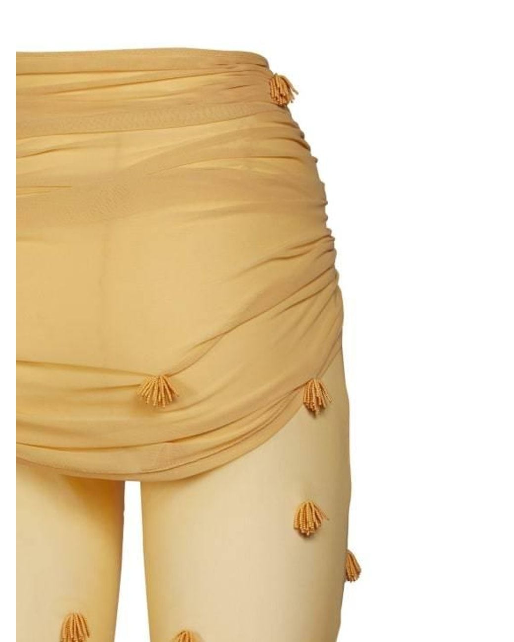 Jacquemus Metallic Le Pantalon Espelho Beaded Mesh Casual Pants