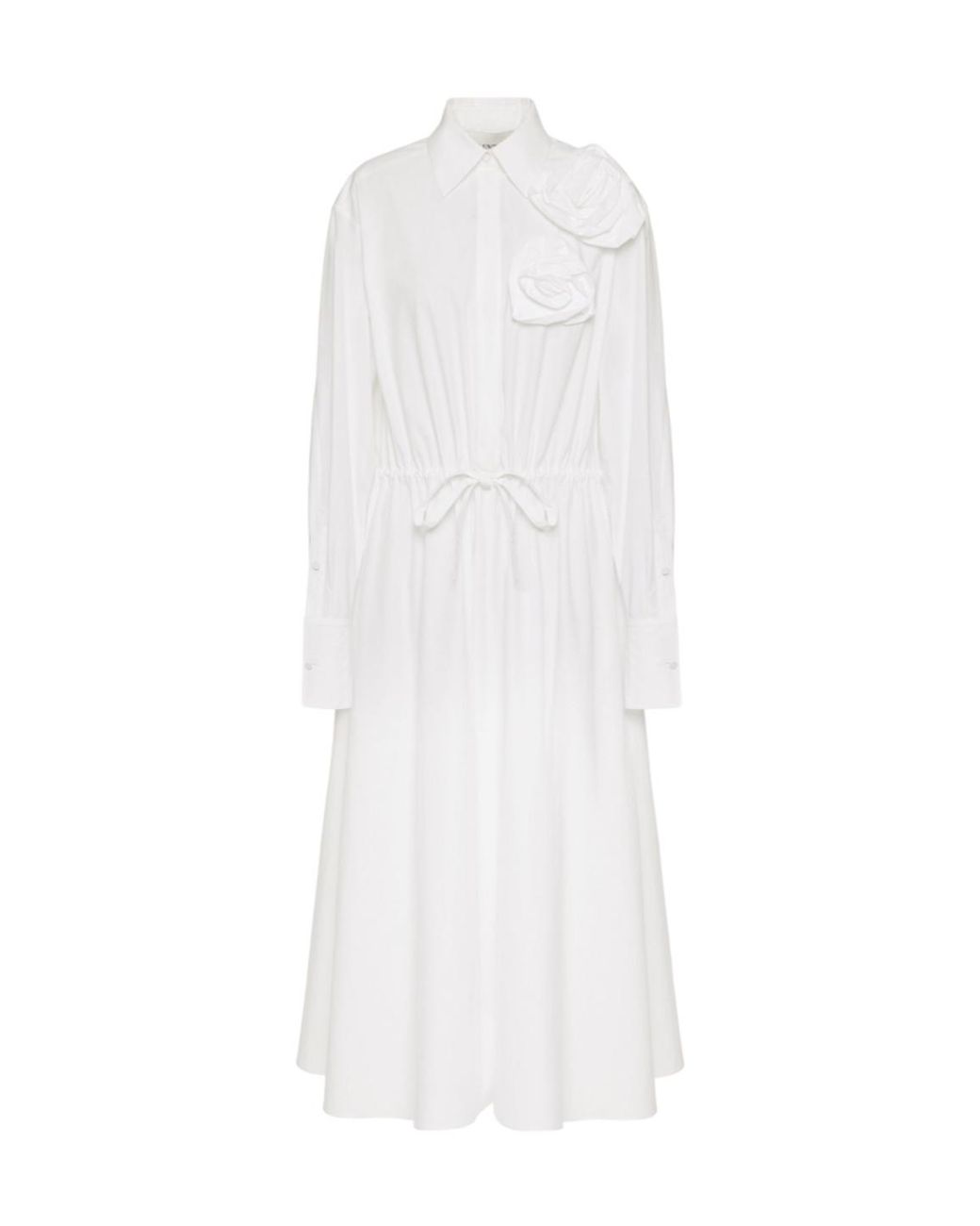 Valentino White Floral Appliqué Shirtdress