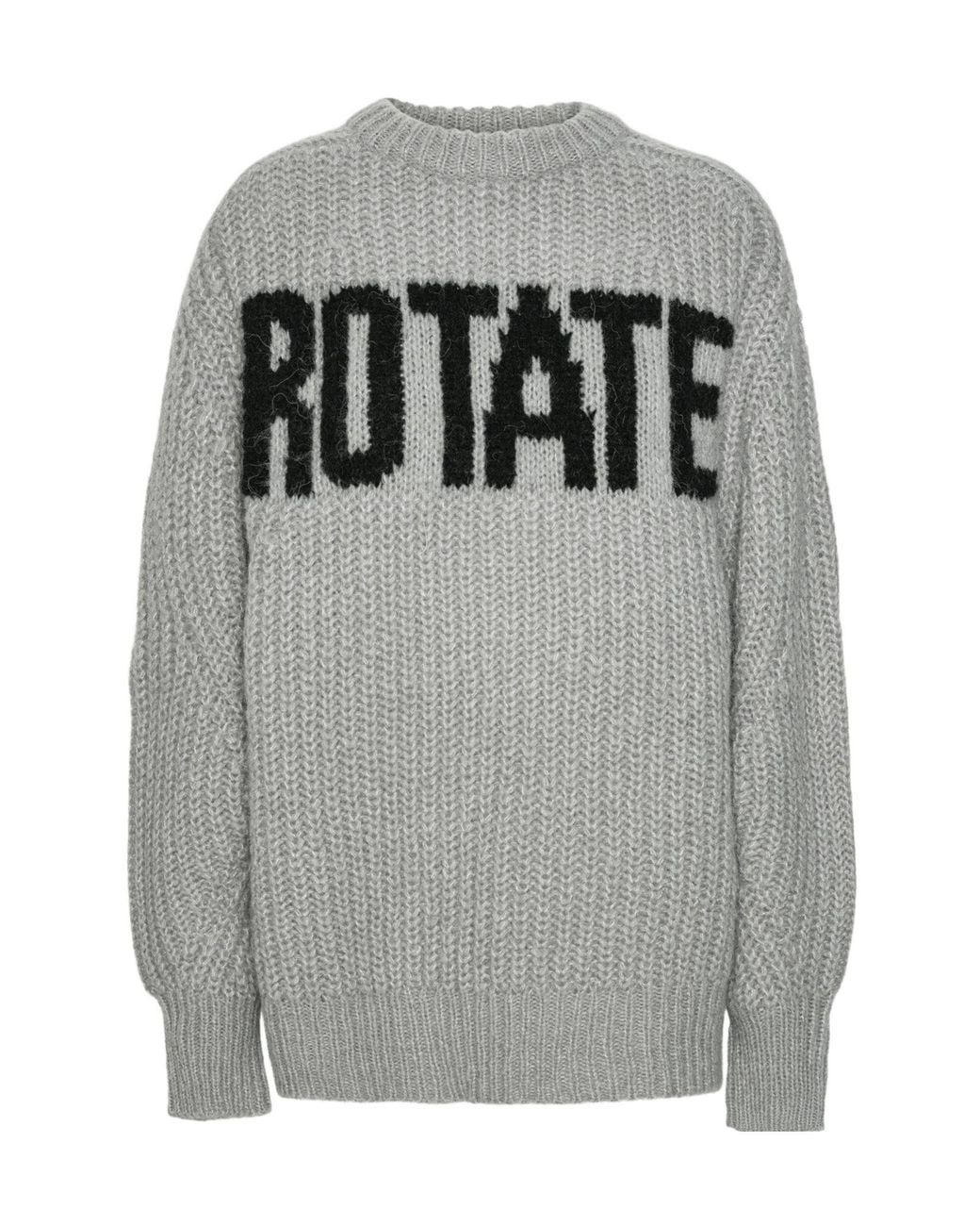 ROTATE BIRGER CHRISTENSEN Gray Logo Long-Sleeve Sweater