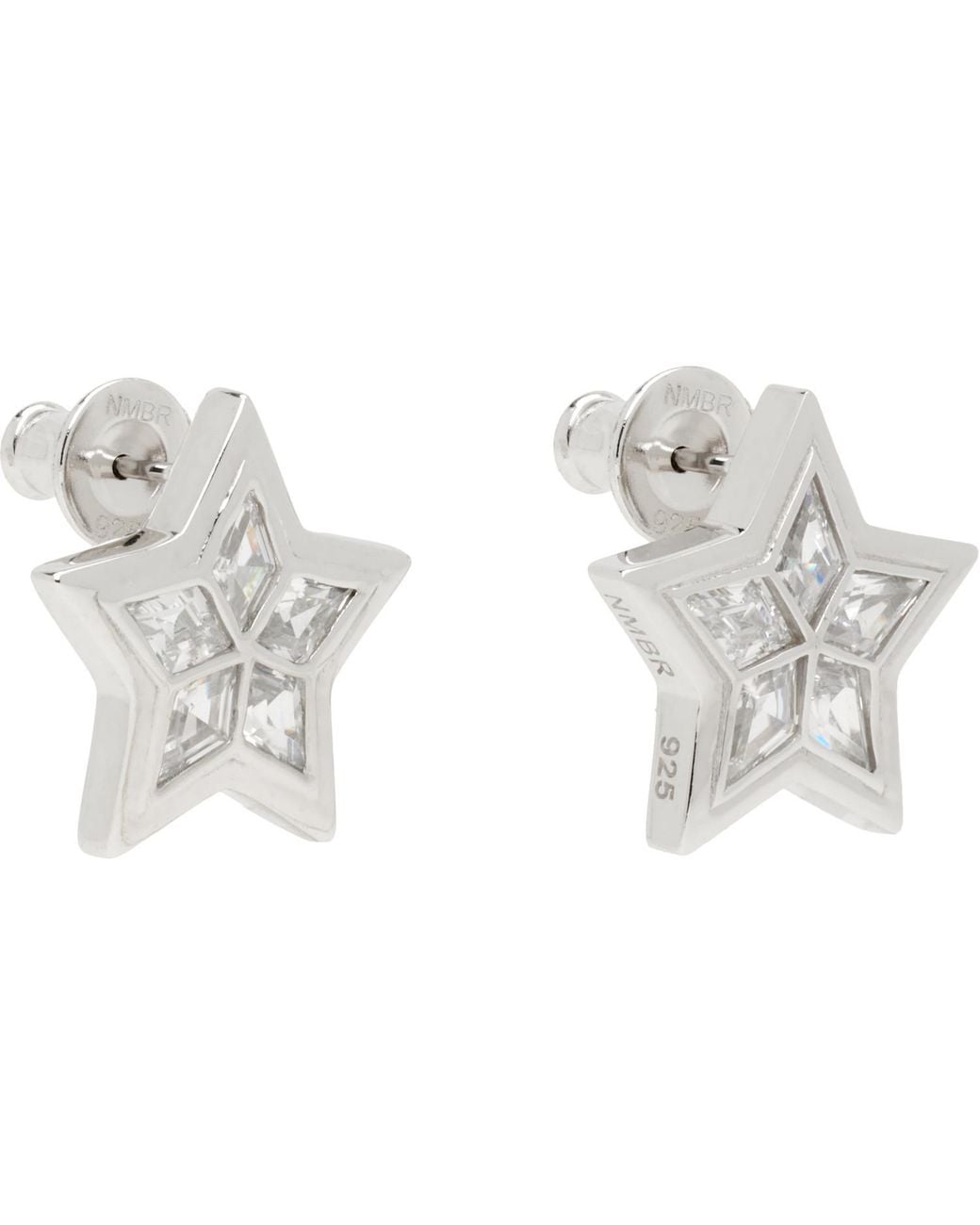 NUMBERING White Star Earrings for men