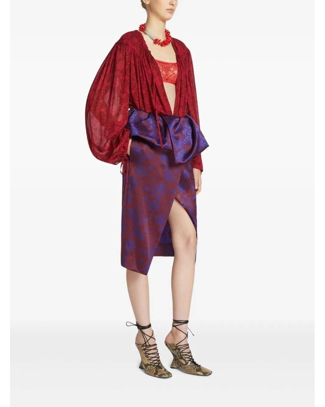 Dries Van Noten Red Round Neck Long Sleeve Top