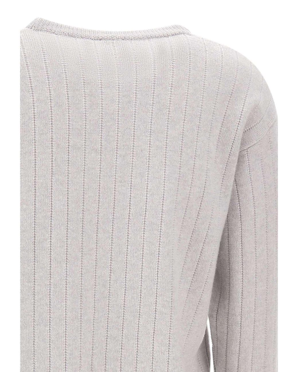 Eleventy Gray Textured Crew Neck Knitwear