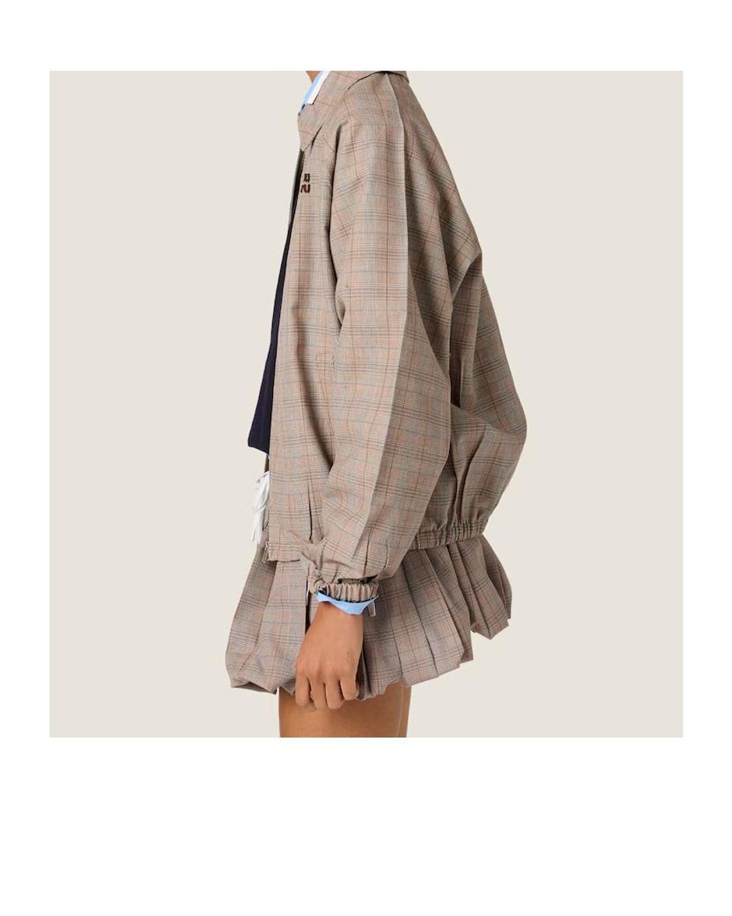 Miu Miu Gray Prince Of Wales Checked Blouson Jacket