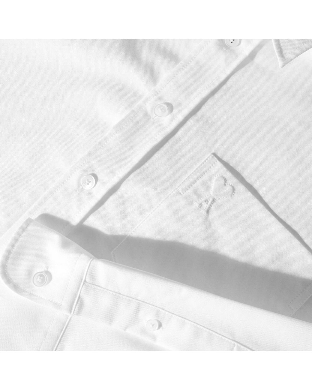 AMI White Cropped Pure Collared Long-Sleeve Shirt
