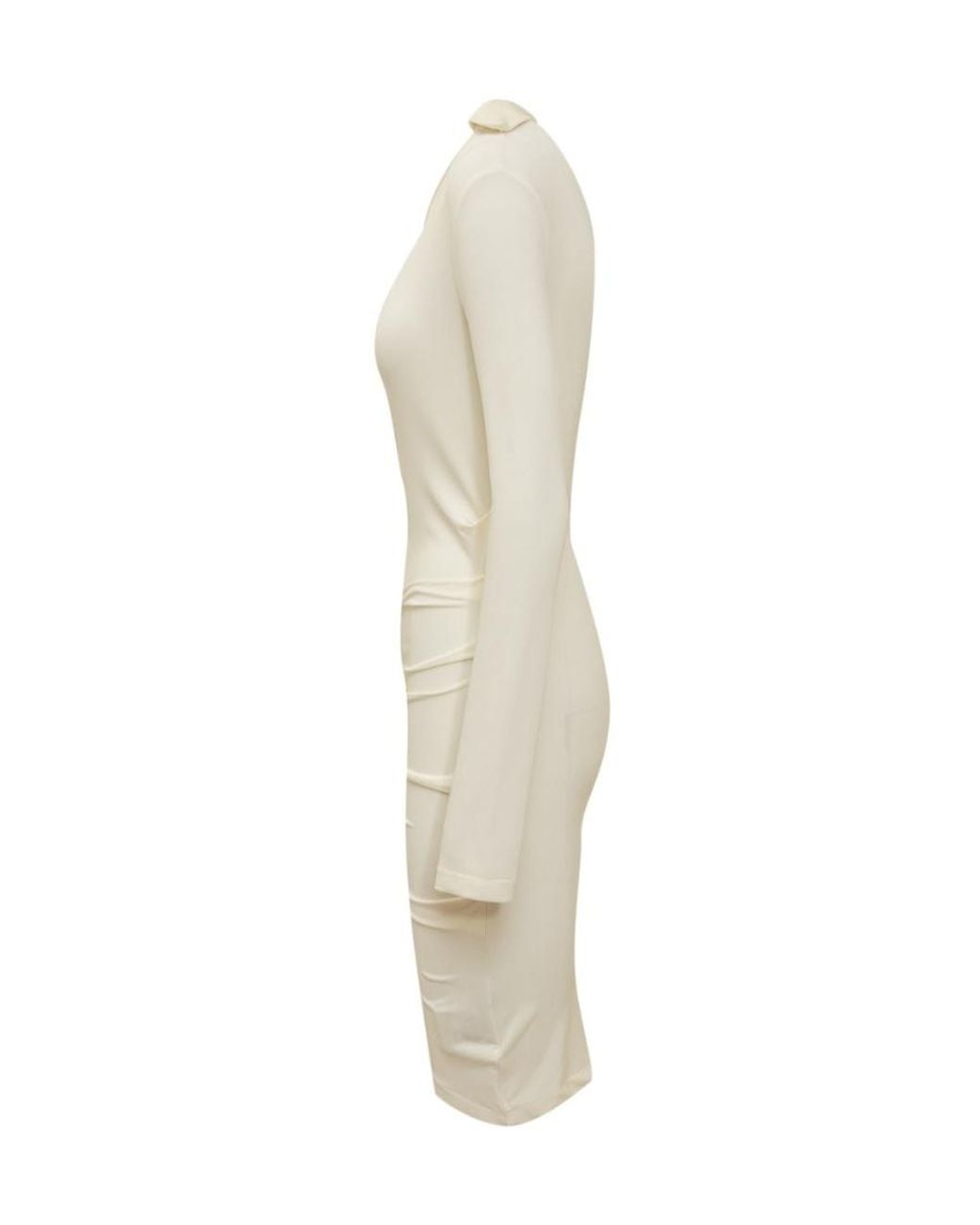 Off-White c/o Virgil Abloh White Asymmetric Ruched Long-Sleeved Mini Dress