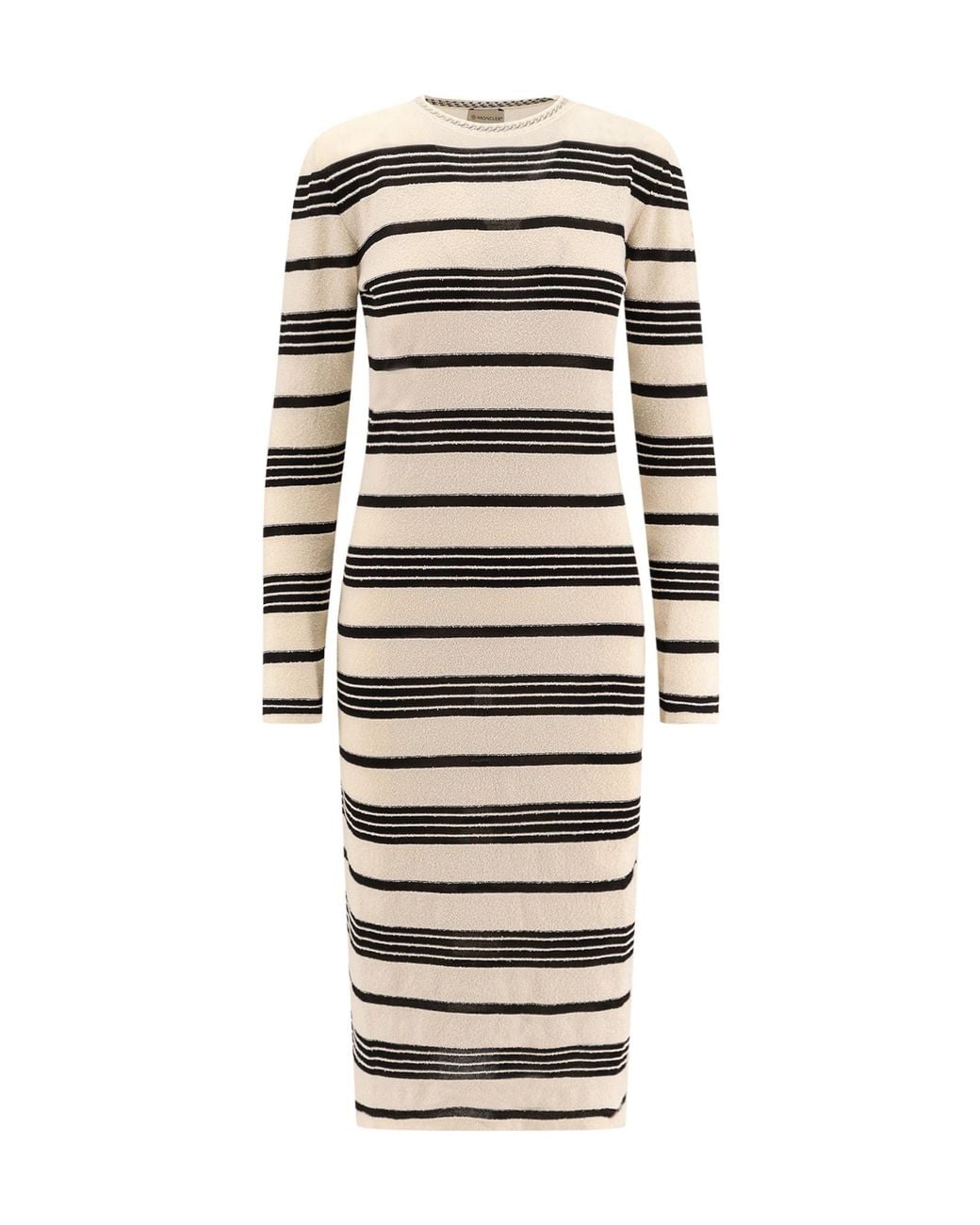 Moncler White Striped Cotton Blend Dress