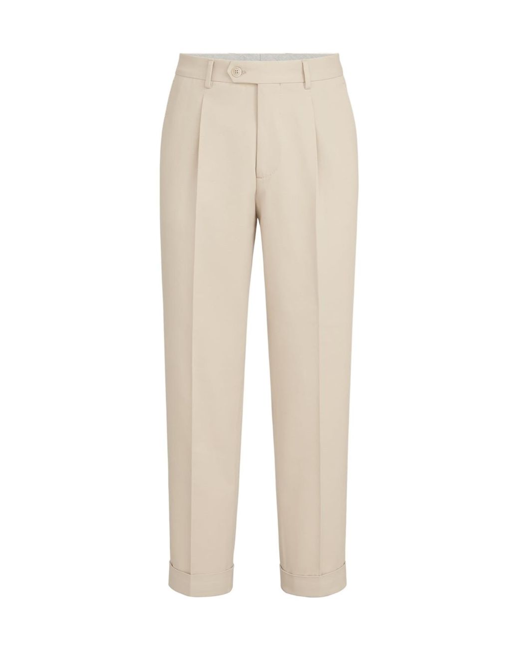 Brunello Cucinelli Natural Cotton And Virgin Wool Gabardine Trousers With Pleat for men