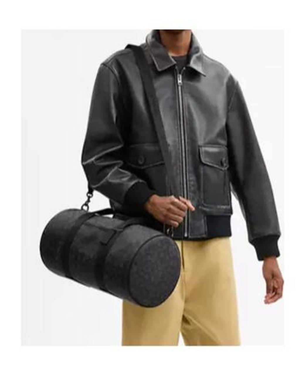 COACH Black Signature Jacquard Theo Duffle Bag for men