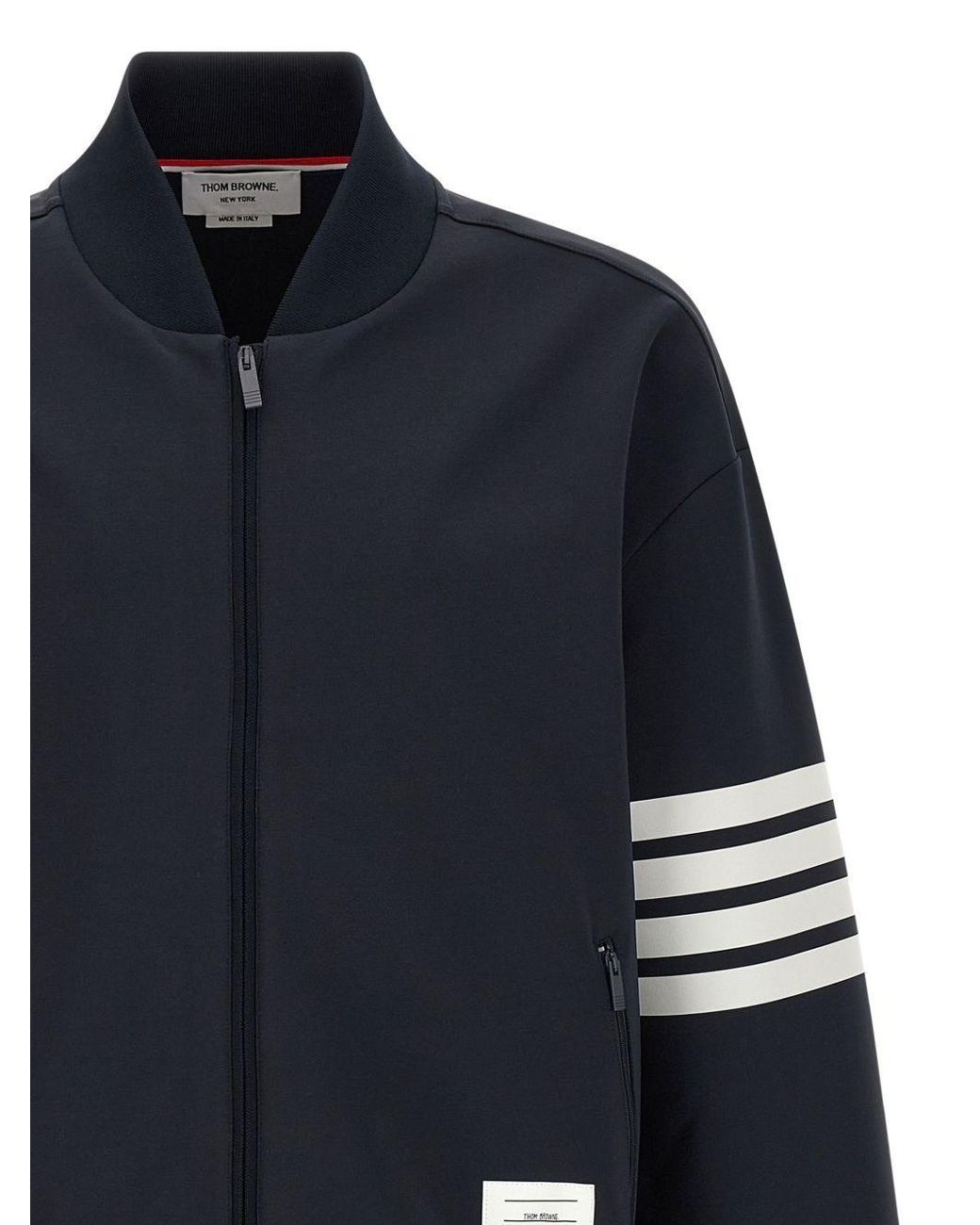 Thom Browne Blue Striped Zip-Up Bomber Jacket for men