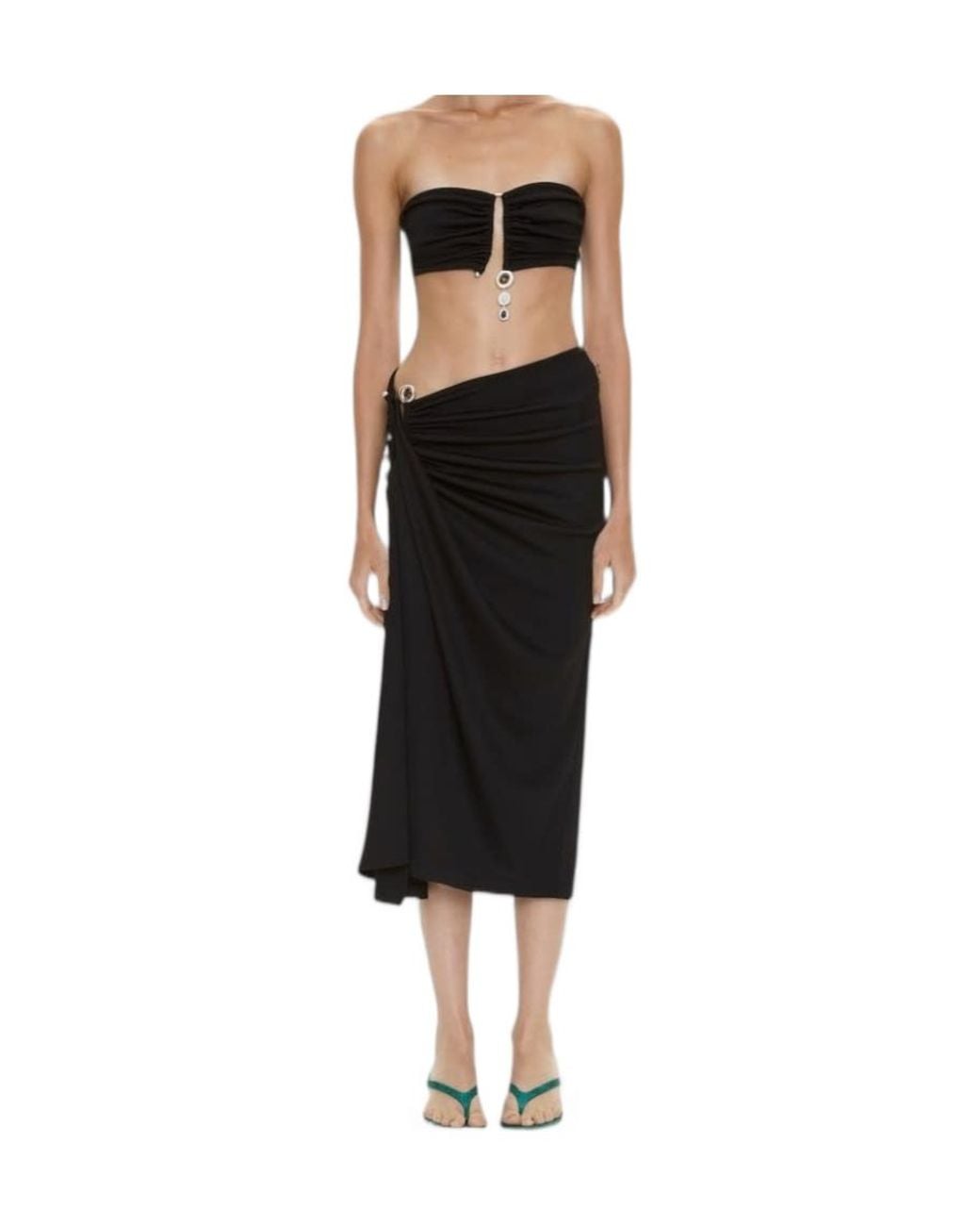 Christopher Esber Black Droplet Crystal-Clasp Skirt