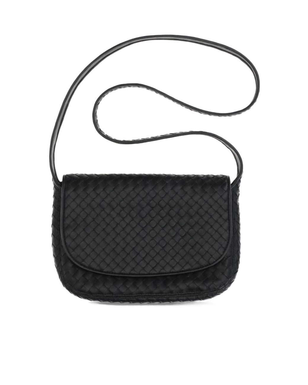 Bottega Veneta Black Veneto Flap Messenger Bag