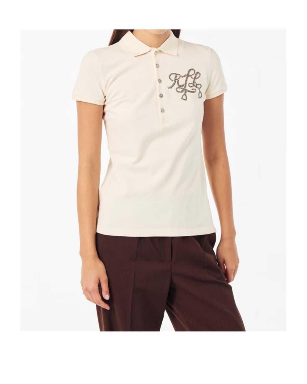 Ralph Lauren White Real Leather Short-Sleeve Polo Shirt