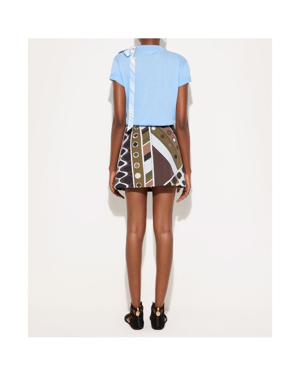 Emilio Pucci Blue Lace-Up Detail T-Shirt