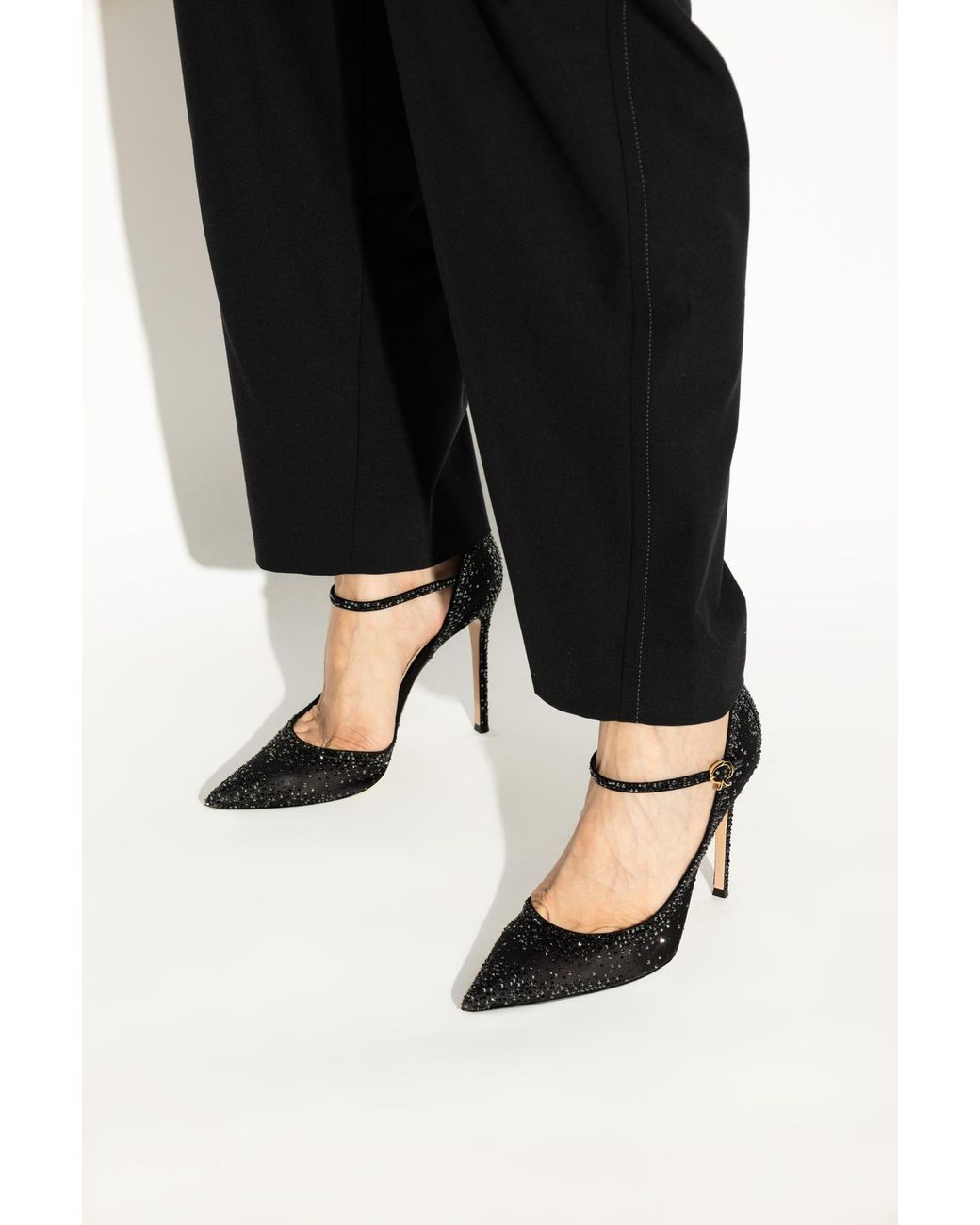 Gianvito Rossi Black Embellished Pointed-Toe Pumps