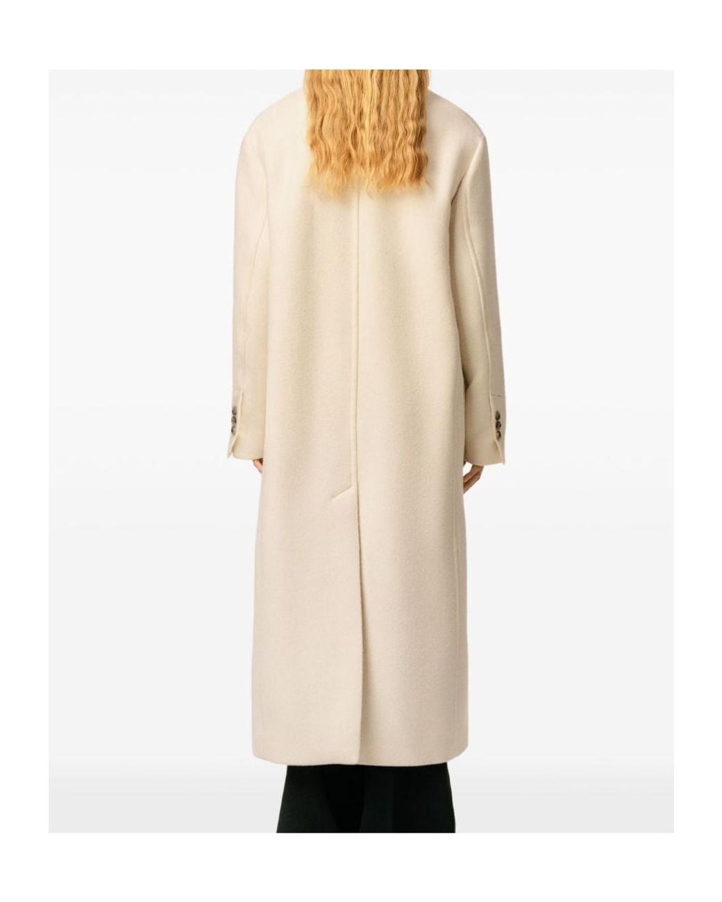 AMI Natural Long Double-Breasted Coat