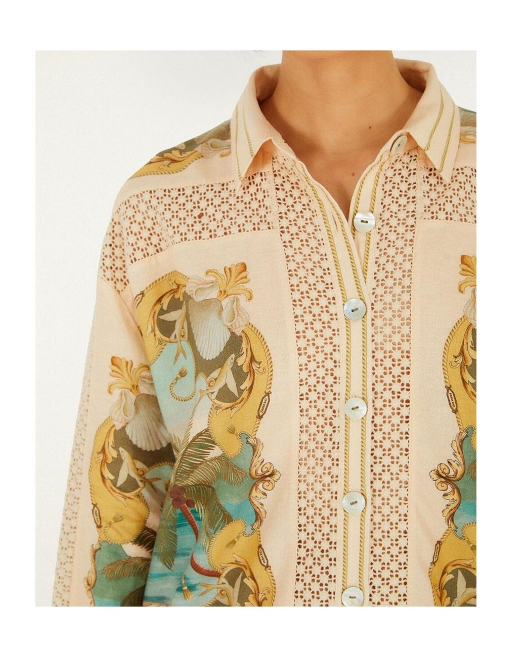 Farm Rio Natural Royal Sea Printed Shirt