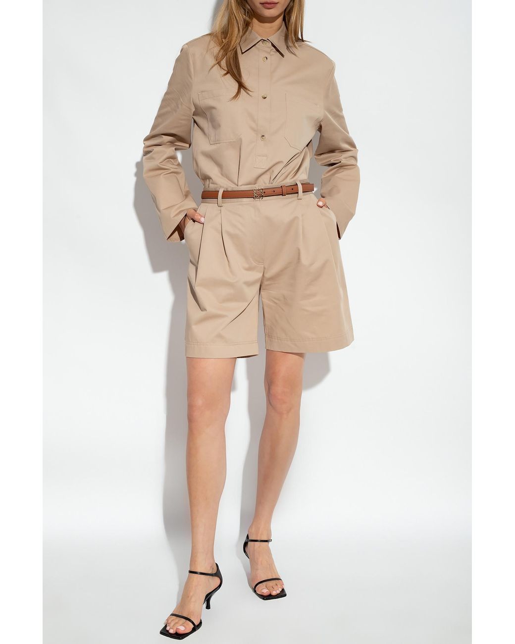Totême Natural Totême High-Waisted Knee-Length Shorts