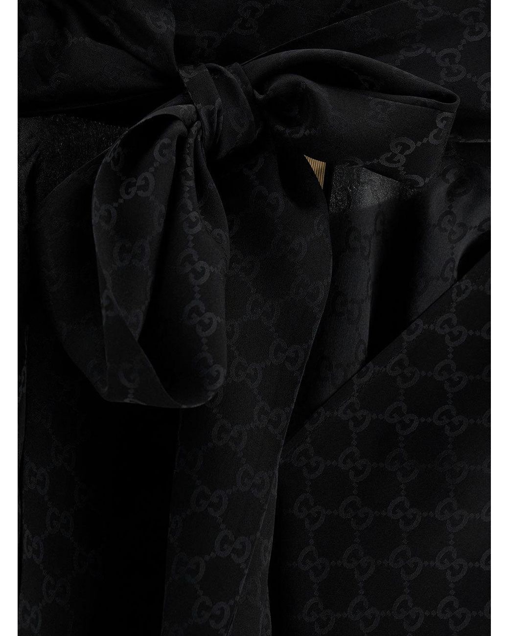 Gucci Black Printed Silk Blouse Top