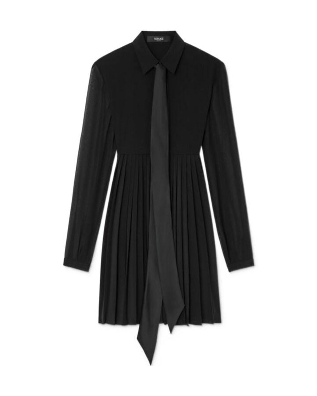 Versace Black Crêpe De Chine Lavallière Mini Dress