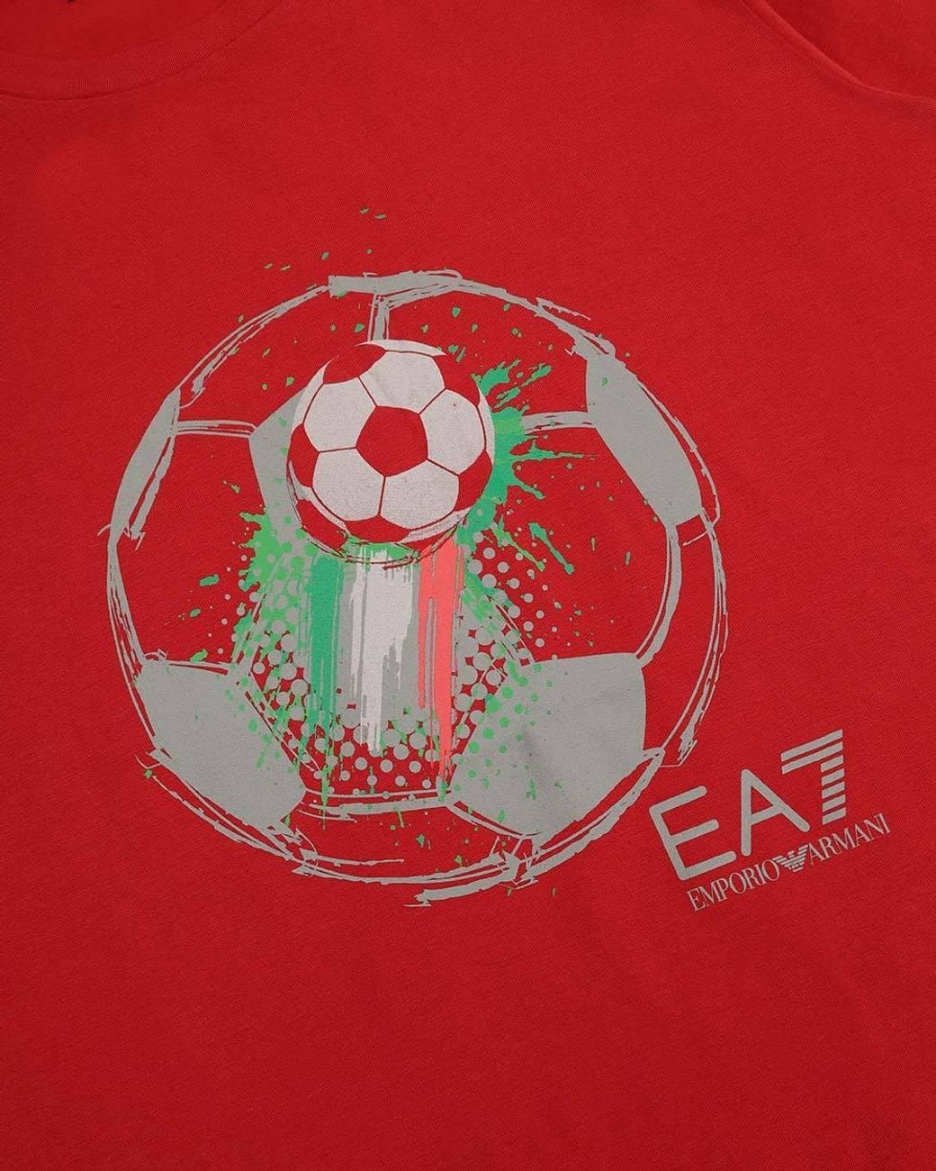 EA7 Red Logo T-Shirt With Round Neck for men