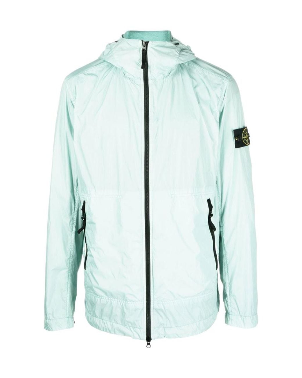 Stone Island Blue Compass-Patch Hooded Jacket for men