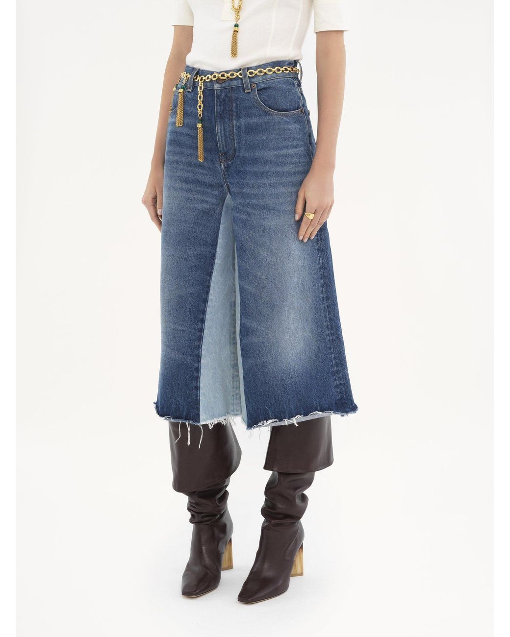 Chloé Blue Patchwork Denim Shorts