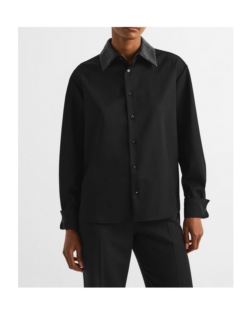 Bottega Veneta Black Long Sleeve Woven Shirt