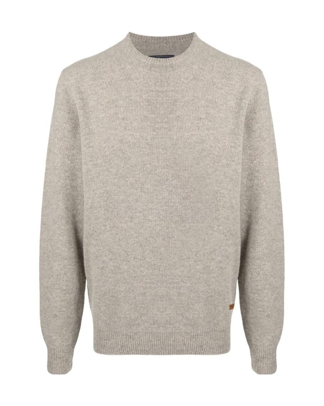 Barbour Gray Essential Crew-Neck Jumper for men