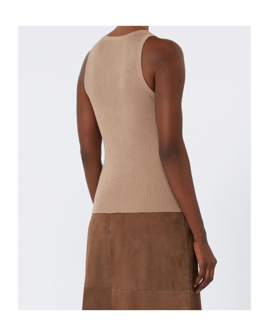 Max Mara Brown Rib-Knit Cotton Top
