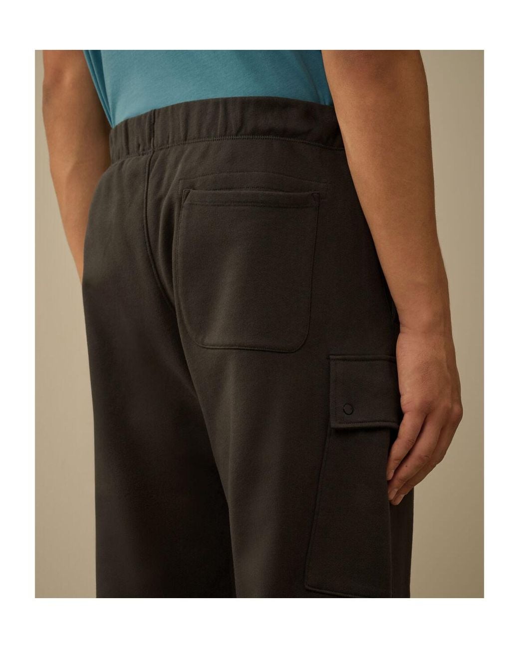 C P Company Black Diagonal Raised Fleece Cargo Sweatpants for men