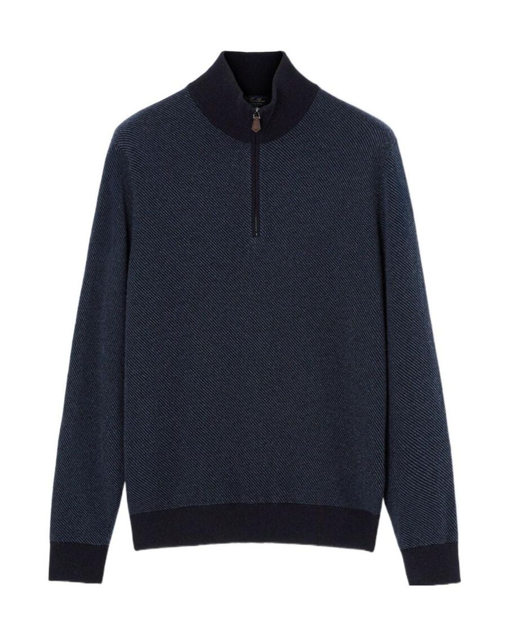Loro Piana Blue Roadster Half-Zipped Sweater for men