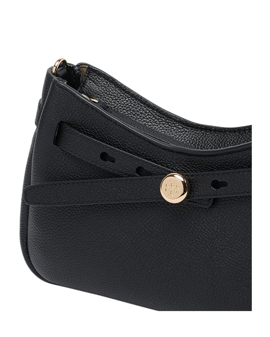 Tory Burch Black Logo Plaque Zipped Shoulder Bag
