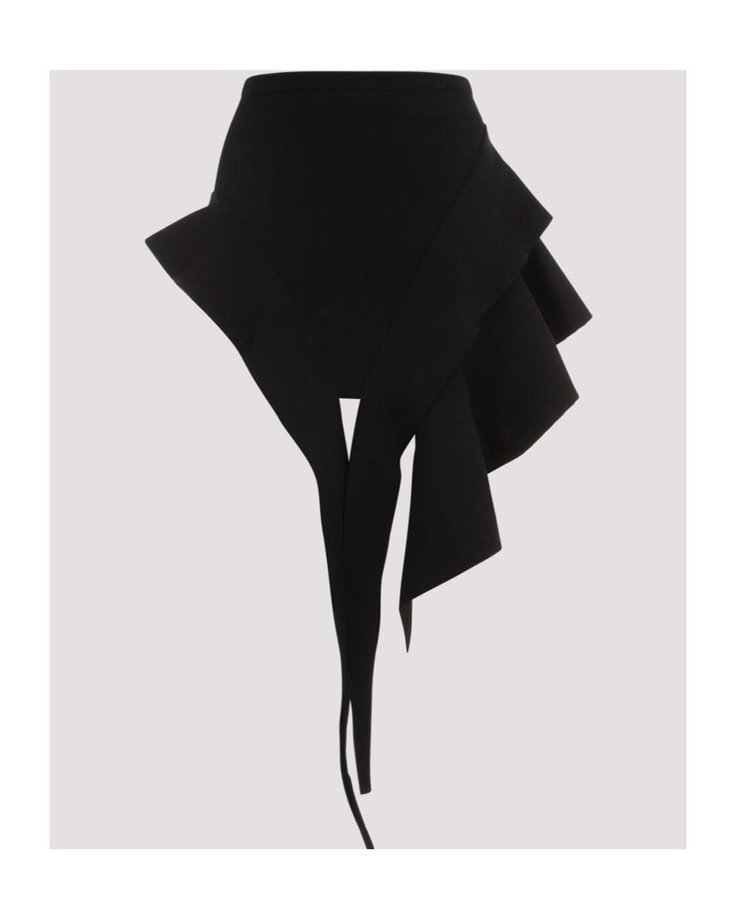 Mugler Black Asymmetric Knitted Mini Skirt