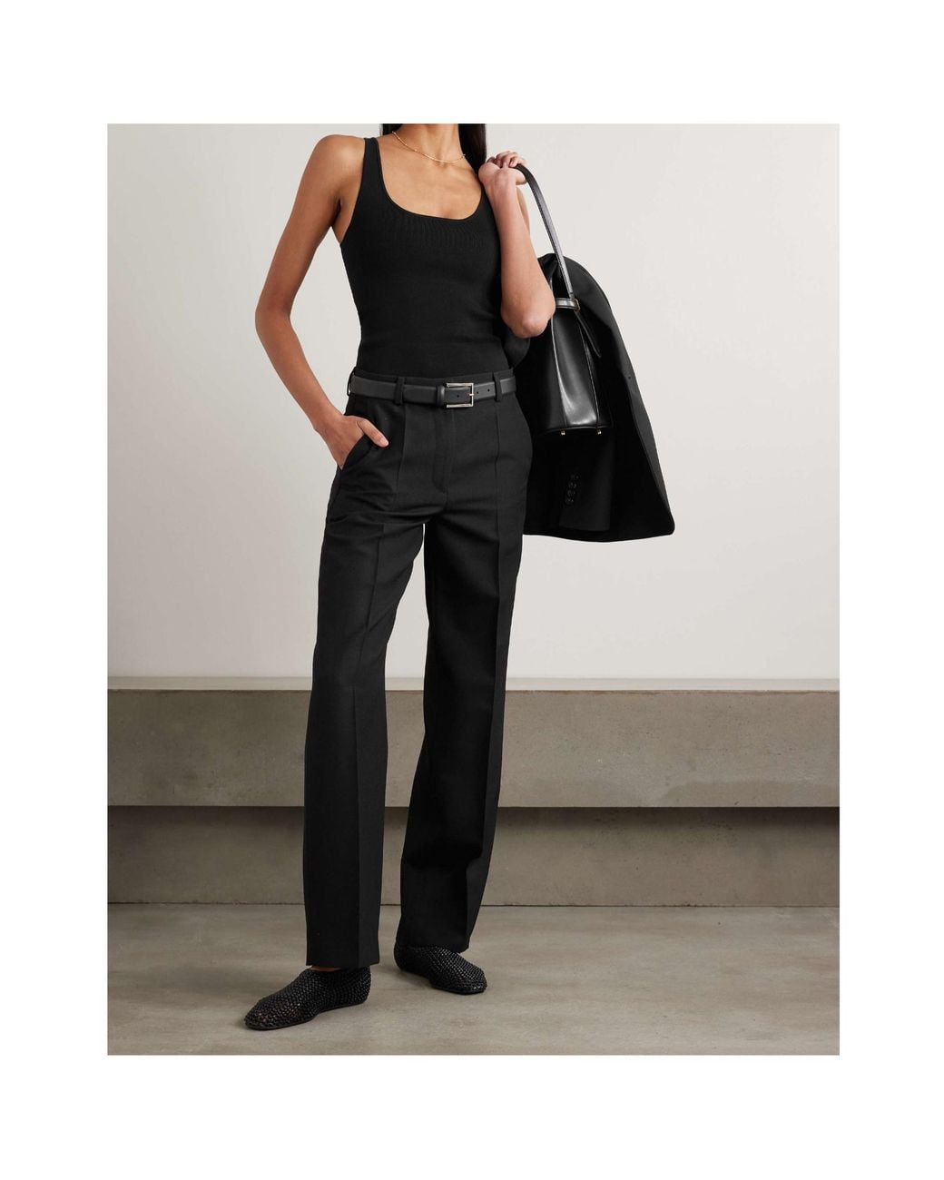 Totême Black Totême High-Waist Straight Pants