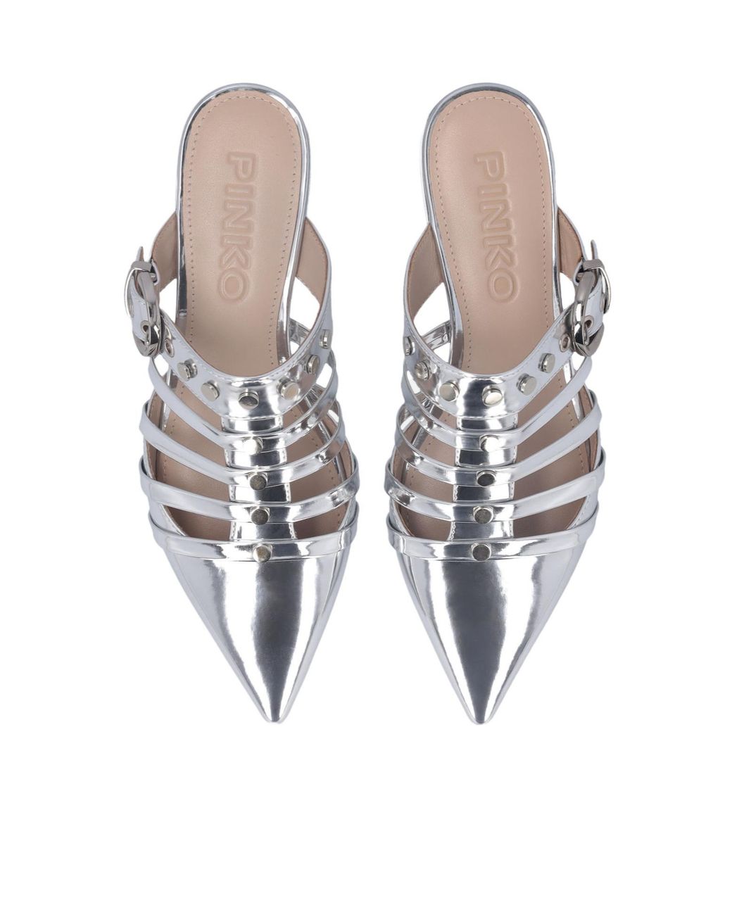 Pinko White Leather Mules