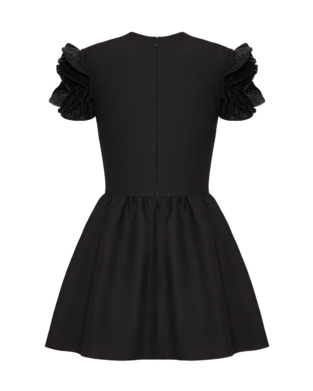 Valentino Black Ruffle Detailed Crewneck Dress