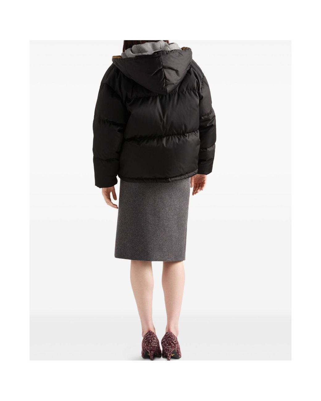 Prada Blue Zip-Up Hooded Puffer Jacket