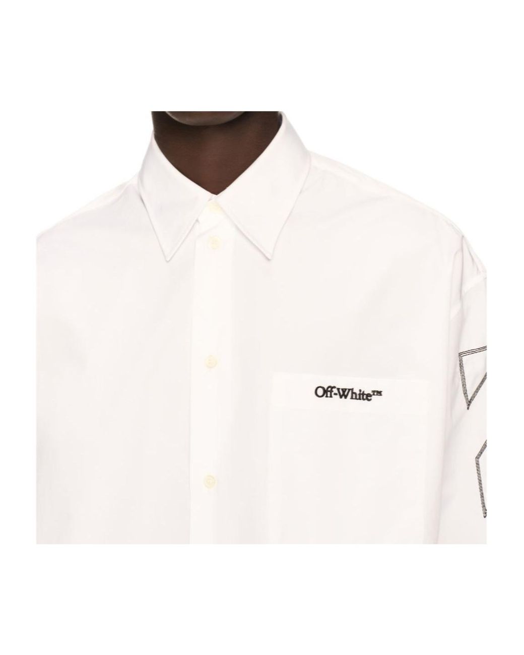 Off-White c/o Virgil Abloh White Logo Embroidered Long Sleeved Overshirt for men