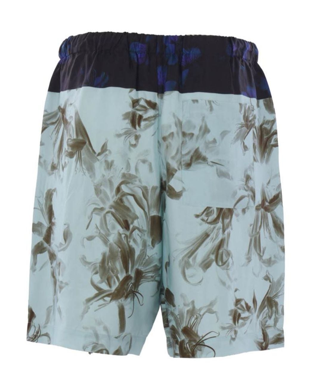 Dries Van Noten Blue Floral Printed Drawstring Shorts for men